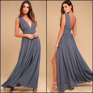 Lulu’s Denim Blue Maxi Dress Gown